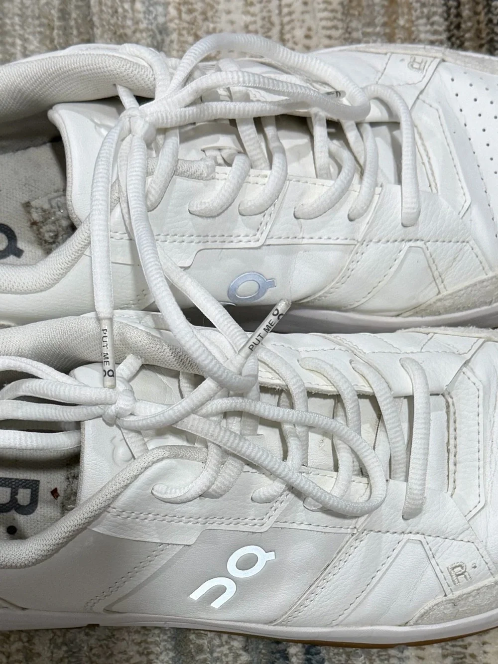 On Running Men’s White Leather Sneakers with Perforated Toe